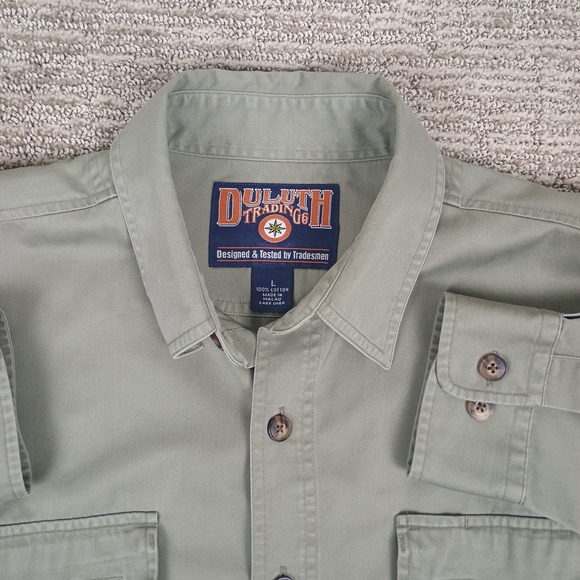 Duluth Trading Co Other - Duluth Trading Co Mens Large Sage Green Cotton Long Sleeve Work Shirt L Utility
